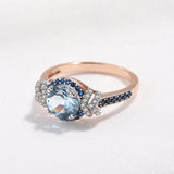 London Blue Topaz Gemstone Ring For Women Rose Gold Fine Jewelry