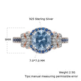 London Blue Topaz Gemstone Ring For Women Rose Gold Fine Jewelry