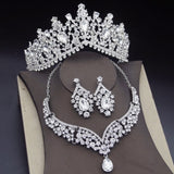 Royal Crown Blue Jewelry Sets for Women Earrings Necklace Wedding