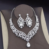 Royal Crown Blue Jewelry Sets for Women Earrings Necklace Wedding