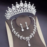 Blue Royal Crown Jewelry Set for Women Earrings Necklace Wedding Jewelry