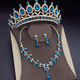 Blue Royal Crown Jewelry Set for Women Wedding Jewelry