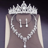 Royal Crown Blue Jewelry Sets for Women Earrings Necklace Wedding