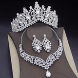 Blue Royal Crown Jewelry Set for Women Earrings Necklace Wedding Jewelry