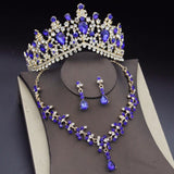 Blue Royal Crown Jewelry Set for Women Wedding Jewelry