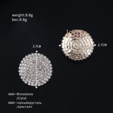 Shiny Full Rhinestone Stud Earrings For women Party Wedding Jewelry