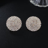 Shiny Full Rhinestone Stud Earrings For women Party Wedding Jewelry