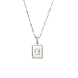 SQUARE NATURAL SHELL INITIAL LETTERS PENDANT CHAIN NECKLACE 18K GOLDEN JEWELRY