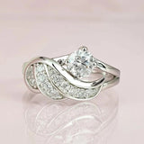 Angel Wings Zircon Gemstone Women's Ring Silver Jewelry Jewelry