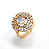 Unique White Paved Zircon Engagement Ring Gold Party Wedding Jewelry