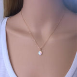 Natural White Opal Pendant Necklace Chain Women Jewelry