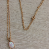 Natural White Opal Pendant Necklace Chain Women Jewelry