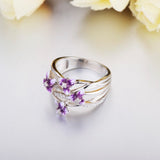 Stackable Purple Flower Ring 925 Sterling Zircon for Women Jewelry