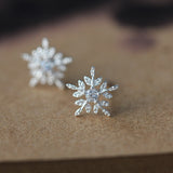 Luxury Crystal Snow Stud Earrings For Women 925 Silver Jewelry