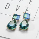 Green Tourmaline Gemstone Drop Earrings Gold Women Wedding Jewelry