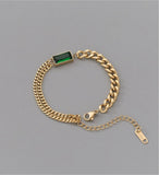 Embedded Zircon Thick Chain Bracelets 316L Jewelry For Women