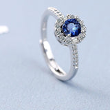 Blur Sapphire Adjustable Ring 925 Sterling Silver Woman Engagement Jewelry