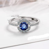 Blue Sapphire Engagement Ring Wedding Women Jewelry