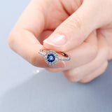 Blur Sapphire Adjustable Ring 925 Sterling Silver Woman Engagement Jewelry