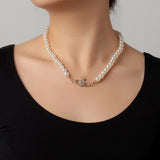 Elegant White Pearl Chain Necklace For Women Wedding Jewelry Collar