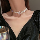 Elegant White Pearl Chain Necklace For Women Wedding Jewelry Collar