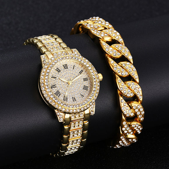 Luxury Inlaid Diamond Watche Watch Women Gold WristWatche Bracelet Jewelry