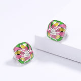 Ethnic Flower Enamel Earrings For Women Handmade Party Jewelry