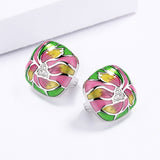 Ethnic Flower Enamel Earrings For Women Handmade Party Jewelry