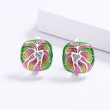 Ethnic Flower Enamel Earrings For Women Handmade Party Jewelry