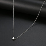 Square Cube Pendant Chain Necklace Stainless Steel Choker For Women Jewelry