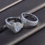 White Heart Zircon Engagement Ring Set for Women Jewelry