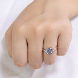 BLUE TOPAZ GEMSTONE ROSE GOLD WEDDING RING FOR WOMEN FINE JEWELRY