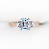 Blue Topaz Gemstone Ring Rose Gold For Women Wedding Jewelry