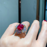 Ruby Gemstone Lab Diamond Engagement Ring for Women Fine Jewelry