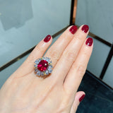 Ruby Gemstone Lab Diamond Engagement Ring for Women Fine Jewelry