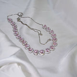 Trendy Pink Zircon Heart Necklace For Women Chain Wedding Jewelry