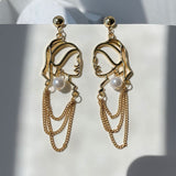 Unique Retro Pearl Stud Earrings for Women Party Wedding Jewelry