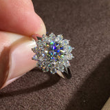 White Flower Zircon Gemstone Ring Engagement Gold For Women Jewelry