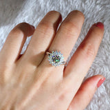 White Flower Zircon Gemstone Ring Engagement Gold For Women Jewelry