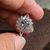 White Flower Zircon Gemstone Ring Engagement Gold For Women Jewelry