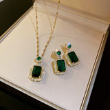 Green Emerald Geometric Earrings Anniverssary Party Women Jewelry