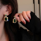 Green Emerald Geometric Earrings Anniverssary Party Women Jewelry