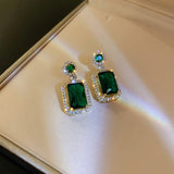 Green Emerald Geometric Earrings Anniverssary Party Women Jewelry