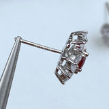 Natural Ruby Stud Earrings Women's Diamond Wedding Jewelry