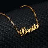 Personalized Name Necklace 18K Yellow Gold Women Men Jewelry