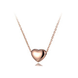 Rose Gold Heart Link Chain Pendant Necklace Titanium Jewelry For Women