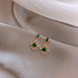 Green Emerald Geometric Earrings Anniverssary Party Women Jewelry