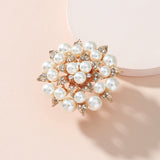 Big White Pearl Flower Ring WomenZircon Engagement Party Jewelry