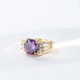 Round Purple Zircon Ring For Women 14K Yellow Gold jewelry