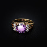 Round Purple Zircon Ring For Women 14K Yellow Gold jewelry